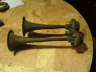 1919904 Rare Vintage Brass Electric Air Horns Patina Rat Rod Military