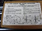 3737430 Chevy Jack Stowage Jacking Instructions Sheet Original Oem
