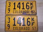1416kf 39 Plates 1957 Den License Hang Use Restore Pair Colorado