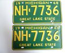 Nh-7736 Michigan Plates Vintage Original License Plate Matched Pair Used