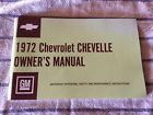 Om-72cvl Gs Chevrolet Chevelle Malibu New Owners Manual