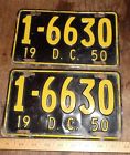Plates1950 Used Set License Black Vintage Yellow Plates Washington 2 Cab