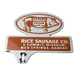 Vintage Rice Sausage Sign Topper - Country Gas Porcelain License Plate. Fixed Price $110.47.