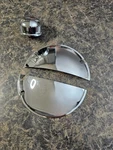 Pair Of Half Moon Vtg Head Light Covers 1954 + Breather Oil Cap Nos. Fixed Price $59.95.