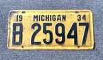 Rare 1934 Michigan License Plate Original Paint With Wear Chevy Ford Dodge. Fixed Price $39.00.