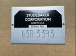 Studebaker Corporation Avanti Model Serial Number Data Plate Id Tag. Fixed Price $74.99.