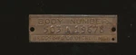 G18 - Vintage Briggs Mfg Co Detroit Michigan Body Number Plate Emblem. Fixed Price $9.95.