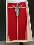 Vintage Open Arms Silver Jesus Wall Hanging Crucifix Metal Cross With Box. Fixed Price $9.99.