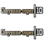 Trim Parts Cheyenne Super 10 Front Fender Emblem Set For 1973-1976 Chevy Truck. Fixed Price $129.98.