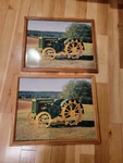 2 John Deere Signs Tractor Farm Vintage Oak Framed Pictures. Fixed Price $49.00.