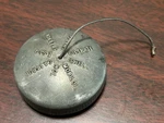 Original Oil Filler Cap With Cable For An Austin Healey (late BN4 - BJ8). Fixed Price $15.00.