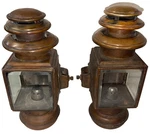 Pair Corcoran Square Brass Oil Sidelamps Off Early Buick. Fixed Price $1100.00.