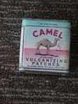 Vintage Camel Vulcanizing Tire Patches Empty No 9-S1 (10-014) Ht 27. Fixed Price $25.00.