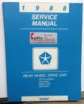 1988 Chrysler Dodge Plymouth Rwd Car Service Shop Manual Fifth Avenue Diplomat. Fixed Price $39.95.