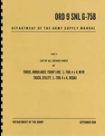 Ord 9 Snl G-758 List Of All Service Parts M38A1 Jeep Manual Reprnt. Fixed Price $45.88.
