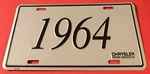 Vintage 1964 Chrysler Booster License Plate Yorker Imperial Newport 300. Fixed Price $69.99.
