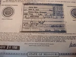 Vintage Historical Missouri Title Document 1954 Ford Door. Fixed Price $25.00.