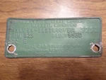 1959 Chevy Impala 2-DOOR Hardtop Cowl Tag. Fixed Price $400.00.