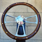 14" Billet Steering Wheel Mahogany Wood Brass Rivets Chevy Muscle C10 Ford Rod. Fixed Price $159.65.