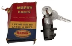 New Old Stock Glove Box Lock For 1959-69 Mopar Passenger Cars #1830415. Fixed Price $90.00.