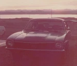 Vintage Car Sunset Scenic Background Serene Nostalgic 1970S. Fixed Price $6.95.