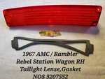 Rambler Rebel Station Wagon Rh Taillight Lens 1967 Amc, Plus Gasket Nos 3207552. Fixed Price $19.99.