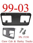FO1068119 3PC 99 03 F150 Front License Plate Bracket, Ford Crew Cab W/ Hardware. Fixed Price $18.00.