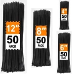 Zip Assorted Sizes 4+6+8+12 Inch, 200 Pack, Black Cable Ties, Uv Resistant. Fixed Price $7.16.