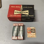 2 Nos Champion UF-9Y Spark Plugs With Vintage Box. Fixed Price $22.00.