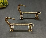 Lacquered Brass Pony Animal Door Pull Morgan Horse Wooden Handle Pair AJ468. Fixed Price $198.00.