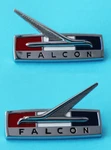 New! 1964 Ford Falcon Chrome Front Fender Emblems Pair Both Left, Right. Fixed Price $41.95.