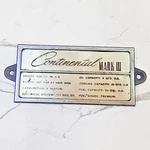Lincoln C8LB-6970-B Engine Bay Data Plate For 1968-1971 Continental Mark Iii Oem. Fixed Price $41.97.