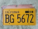 1956 California Trailer License Plate # Bg 5672 Nos Yom Unused Original Envelope. Fixed Price $149.99.