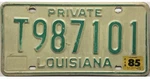 *bargain Bin* 1985 Louisiana Private License Plate #T987101. Fixed Price $9.99.