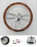 14" Bronco Ford F100 F150 F250 F350 Mahogany With Rivets & Billet Steering Wheel. Fixed Price $224.29.