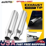 Universal Angle Cut Stainless Steel Exhaust Tips 17" 2.5"4" Outlet Silver 2-20X. Fixed Price $53.99.
