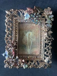 Kirks Folly Signed Picture Frame Rhinestone Grapes Cherub Bird Easel Back. Fixed Price $65.00.
