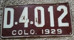 Nice Vintage Metal 1929 Colorado Dealer License Plate. Fixed Price $200.00.