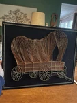 Vtg Copper Wire Covered Wagon Wall Art. Retro Kitschy Western 70 Cowboy Mcm. Fixed Price $84.99.
