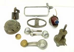 Vintage Buick Rear View Mirror, Taillight, Window Handle & Car Parts Lot Metal. Fixed Price $48.00.