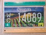 License Plate, Oregon, 2018, Specialty: Wine Country, Wc 14089. Fixed Price $25.49.