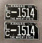 Rare 1955 Kansas License Plates Pair Original Chevy Ford Dodge. Fixed Price $39.00.