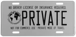 No License Or Insurance Required Private Aluminum Plate Car Front 6"X12". Fixed Price $12.88.