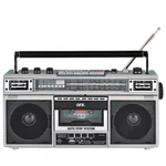 Silver Qfx J-230BT(220BT) Retro Am/fm Radio+rechargeable+cassette MP3 Converter. Fixed Price $49.90.