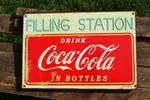 Coca-cola Filling Station Embossed Tin Metal Sign Drink Coke Bottles. Fixed Price $59.97.
