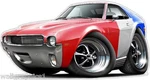 1968-9 Amc Amx Cartoon Decal Sticker Wall Graphic Trailer Cornhole Tool Box. Fixed Price $22.99.