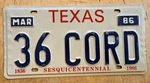 1986 Vanity License Plate " 36 Cord 810 812 Cabriolet Westchester. Fixed Price $39.99.