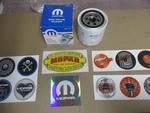 New Mopar 5038041AA Srt Hellcat Hemi Oil Filter And Promotional Decals Parts Nos. Fixed Price $44.00.