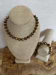 Amber Brown Faceted Shiny Beaded 16 Necklace & Stretchy Bracelet Set. Fixed Price $15.20.