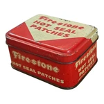1900'SVINTAGE Old Antique Rare Firestone Hot Seal Patches Litho. Print Tin Box. Fixed Price $149.00.